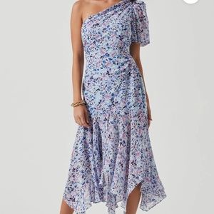 Astr Blue multi floral Santorini dress